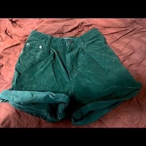 Corduroy Green Shorts